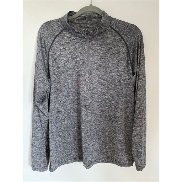 TSLA Shirt Mens M Gray Quarter Zip Pullover Long Sleeve Moisture Wicking - Picture 1 of 9